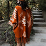Luxe Aztec Fringed Knit Ruana Wrap