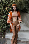 Luxe Aztec Fringed Knit Ruana Wrap