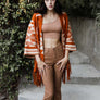 Luxe Aztec Fringed Knit Ruana Wrap