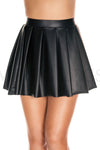 Wet look high waisted full pleated skirt