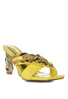 Evelane Metallic Chain Heeled Diamante Sandals