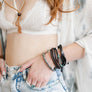 Multi-strand Leather Bead Bracelet W/ Charm
