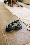 Multi-strand Leather Bead Bracelet W/ Charm