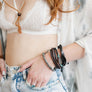 Multi-strand Leather Bead Bracelet W/ Charm