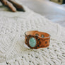 Camel Leather Cuff Bracelet W/ Turquoise Stone