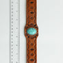 Camel Leather Cuff Bracelet W/ Turquoise Stone
