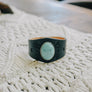 Black Leather Cuff With Turquoise Stone Accent
