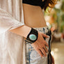 Engraved Black Leather Cuff Bracelet - Bold