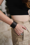 Embossed Paisley Leather Cuff Bracelet