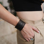 Embossed Paisley Leather Cuff Bracelet