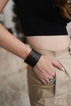 Embossed Paisley Leather Cuff Bracelet