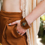 Leather Cuff Bracelet - Diamond Centerpiece Accent