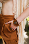 Leather Cuff Bracelet - Diamond Centerpiece Accent