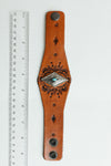 Leather Cuff Bracelet - Diamond Centerpiece Accent