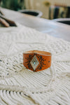 Leather Cuff Bracelet - Diamond Centerpiece Accent