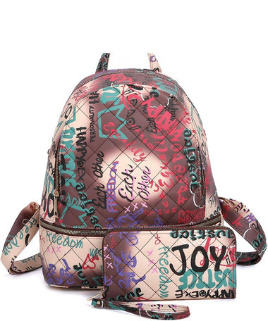 2 In1 Fashion Quilted Backpack Set