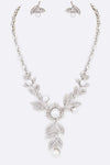 Crystal Pearl Statement Necklace Set