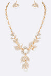 Crystal Pearl Statement Necklace Set