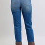 Judy Blue Full Size Plaid Print Cuff Straight Leg Jeans with Pockets