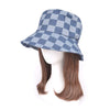 DIONA J CHECKER DENIM BUCKET HAT BLACK/WHITE