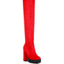 Maple High  Block Heeled Faux Suede Long Boots