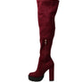 Maple High  Block Heeled Faux Suede Long Boots