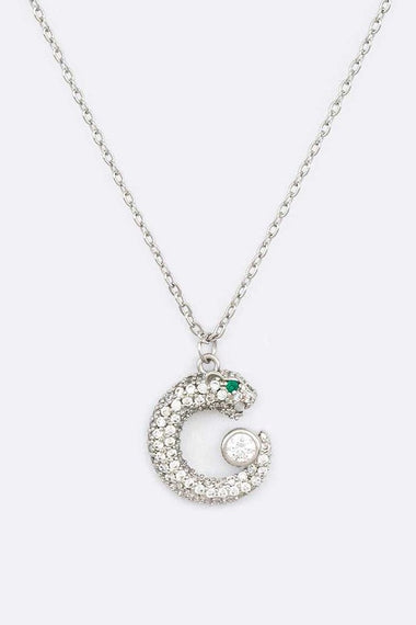 Cubic Zirconia Designed Cheetah Pendant Necklace