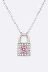 Pink Locket Cubic Zirconia Pendant Necklace