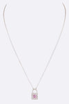 Pink Locket Cubic Zirconia Pendant Necklace