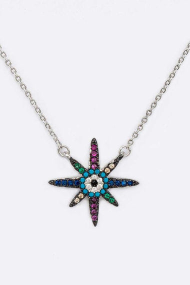 Mix Color CZ Star Petite Pendant Necklace
