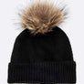 Large Natural Fur Pom Soft Beanie