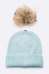 Large Natural Fur Pom Soft Beanie