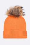 Large Natural Fur Pom Soft Beanie