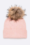 Large Natural Fur Pom Soft Beanie