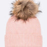 Large Natural Fur Pom Soft Beanie