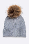 Large Natural Fur Pom Soft Beanie