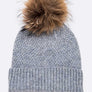 Large Natural Fur Pom Soft Beanie