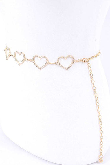 Rhinestone Heart Link Chain Belt