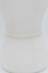 Rhinestone Bukle Pearl Elastic Belt