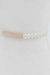 Rhinestone Bukle Pearl Elastic Belt