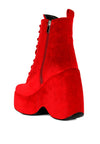 ASHCAN Red High Platform Velvet Ankle Boots