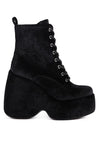 ASHCAN Red High Platform Velvet Ankle Boots