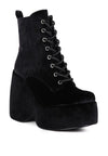 ASHCAN Red High Platform Velvet Ankle Boots