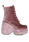 ASHCAN Red High Platform Velvet Ankle Boots