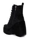 ASHCAN Red High Platform Velvet Ankle Boots