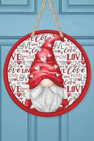 Valentines Day Home Decor Red Gnome Door Hanger