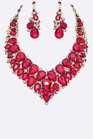 Sapphire Blue Statement Crystal Necklace Set