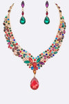 Crystal Statement Red Necklace Set