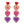 3-Tier Conversation Hearts Seed Bead Handmade Beaded Embroidery Jeweled Long Drop Earrings in Gold Tone Metal