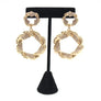 GOLD TEXTURED RHINESTONED DROP EARRINGS